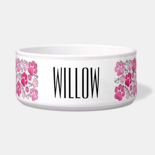 Comedero Pinturas rosadas en 3D y alimentos para el agua de (Frente)