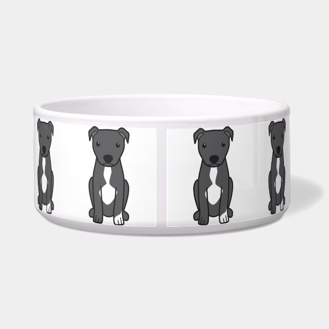 Comedero Pitbull Terrier americano (oídos naturales) (Espalda)