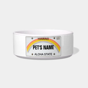 Comedero Placa de Hawaii con el nombre de mascota