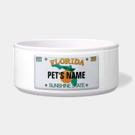Comedero Placa de licencia de Florida con nombre de Mascota