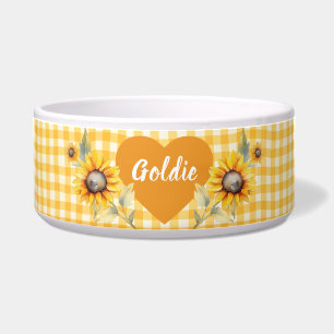 Comedero Placa personalizada de girasol amarillo