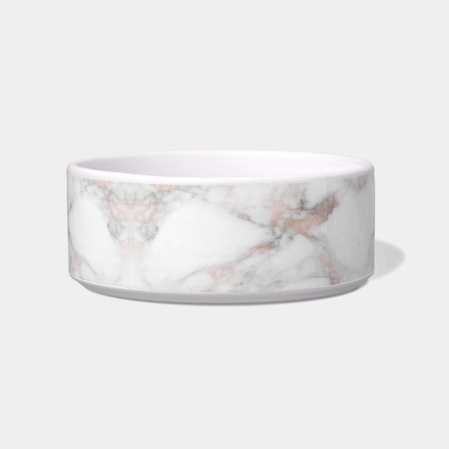 Comedero Plantilla Elegante Rosa Oro Marble Blanco (Frente)