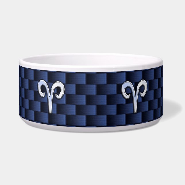 Comedero Plata Aries Zodiac Rótulo estilo fibra de carbono  (Frente)