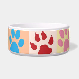 Comedero Playful Colorful Paw Prints Ceramic Pet Feeding Bo