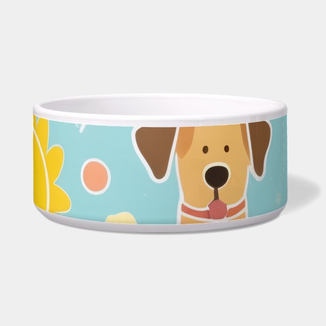Comedero Playful Paw Print Ceramic Dog Bowl | Colorful (Frente)