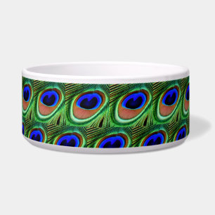 Comedero Pluma de pavo real azul y verde   