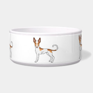 Comedero Podenco Ibicenco Blanco y Rojo de Pelo Liso Perros