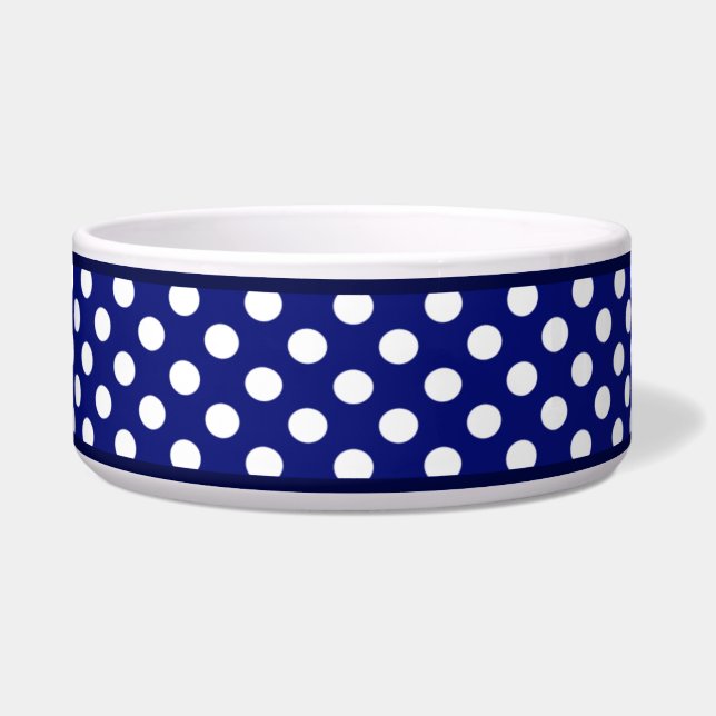 Comedero Polka azul de la Marina Punto Grande Tazón de Perr (Frente)
