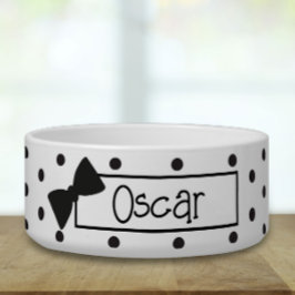 Comedero Polka Dot and Bow Tie Ceramic Pet Bowl