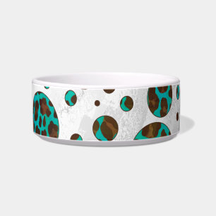 Comedero Polka Dot Cow Brown e impresión Verde azulada