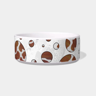 Comedero Polka Dot Cow impresión en blanco y marrón