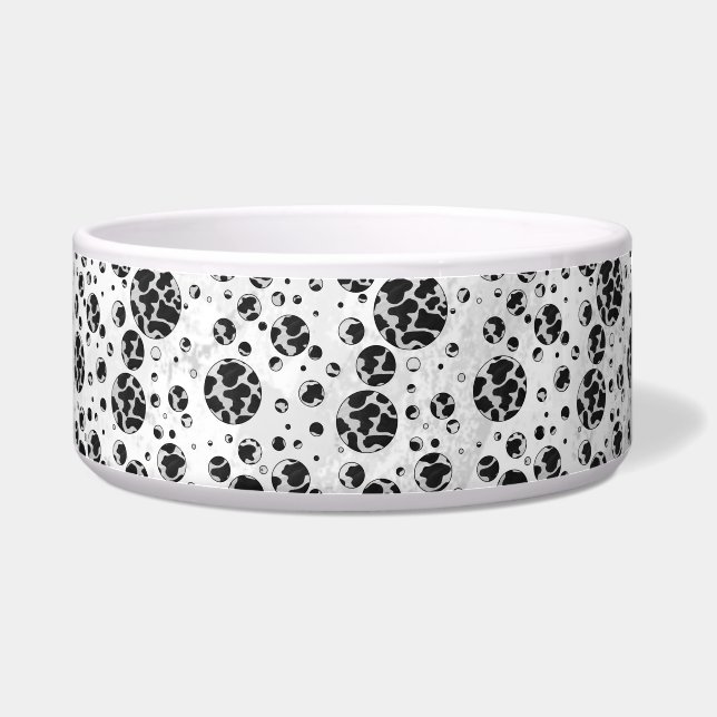 Comedero Polka Dot Cow impresión en blanco y negro (Derecha)