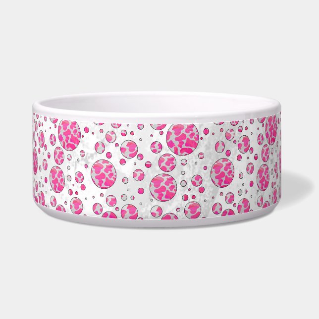 Comedero Polka Dot Cow rosa y blanco (Derecha)