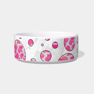 Comedero Polka Dot Cow rosa y blanco