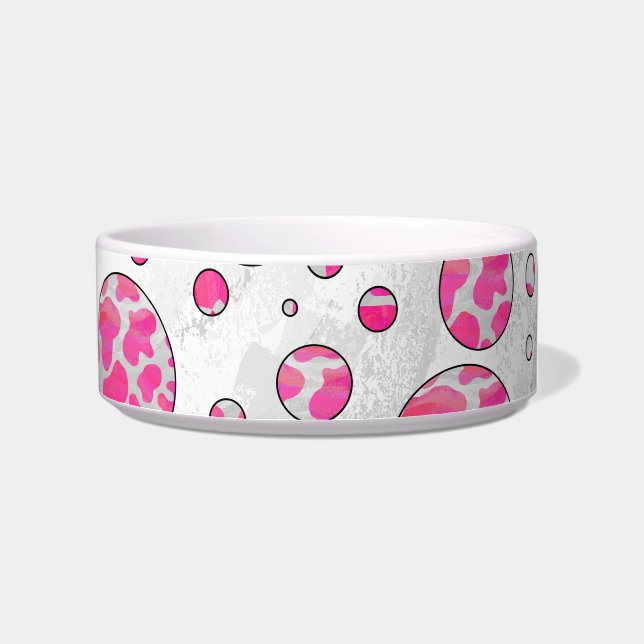Comedero Polka Dot Cow rosa y blanco (Derecha)