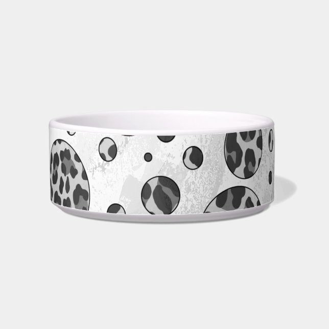 Comedero Polka Dot Leopardo Diseño en blanco y negro (Derecha)