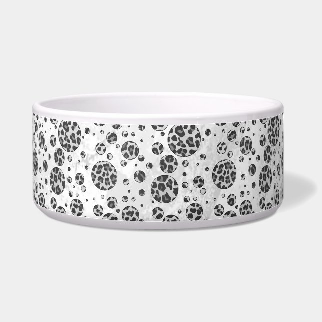 Comedero Polka Dot Leopardo Diseño en blanco y negro (Derecha)