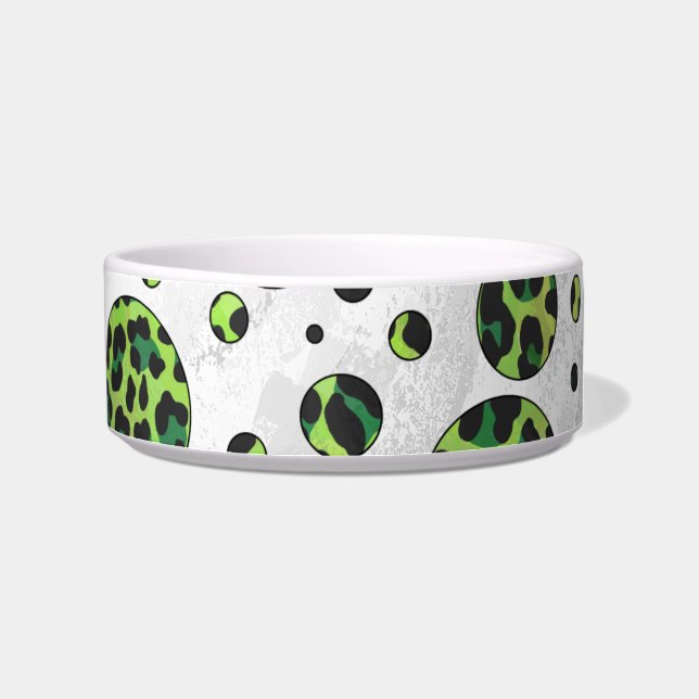 Comedero Polka Dot Leopardo Negro y Verde (Derecha)