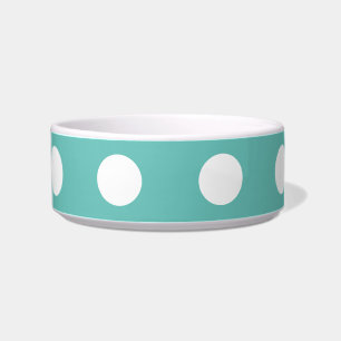 Comedero Polka Dot Pet Bowl (Aqua & White)