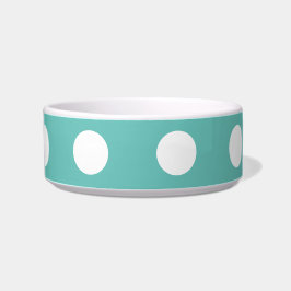 Comedero Polka Dot Pet Bowl (Aqua & White)