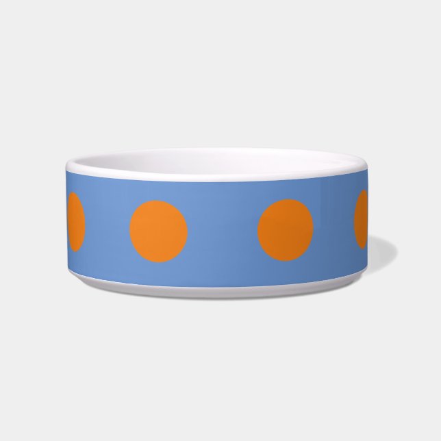 Comedero Polka Dot Pet Bowl (Denim Blue & Naranja) (Frente)