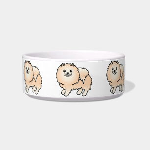 Comedero Pomerania de crema perros de dibujos animados lind