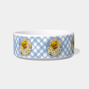Comedero Pomerania en pintura de Daisies - Arte de perro or