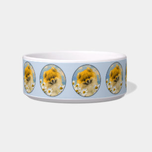 Comedero Pomerania en pintura de Daisies - Arte de perro or