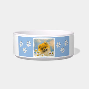 Comedero Pomerania en pintura de Daisies - Arte de perro or