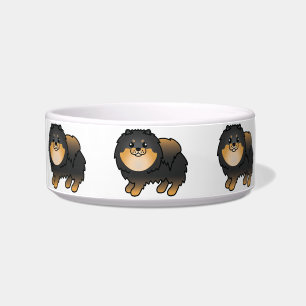 Comedero Pomerania negro y canela Perros de dibujos animado