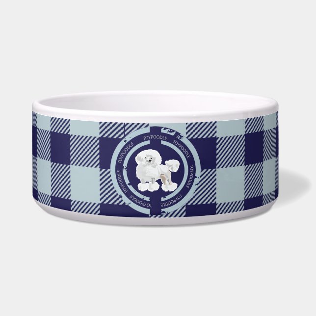 Comedero Poodle de juguetes de perro (tema azul) (Frente)