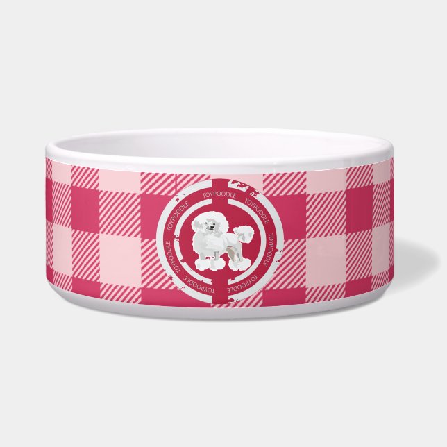 Comedero Poodle de juguetes de perro (tema rosado) (Frente)