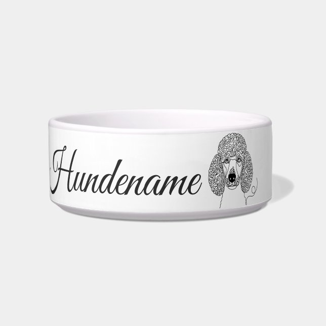 Comedero Poodle Minimalist Line Art personalized bowl (Frente)