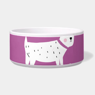 Comedero Poodle Púrpura: Patrón Retro Monocromo