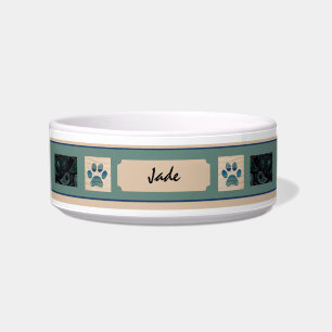 Comedero Posh Jade Personalizado Tazón de Mascotas con Paws