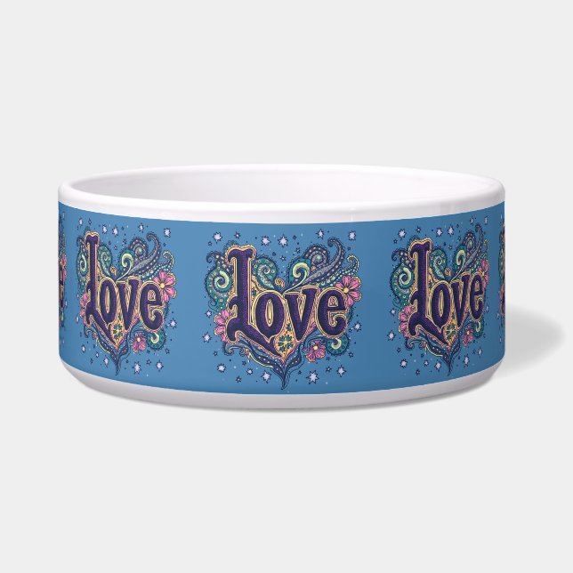 Comedero Psicodélico Boho Love Letters con acento floral (Frente)