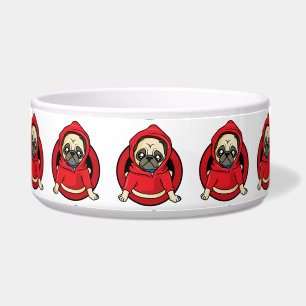Comedero Pug en sudadera roja