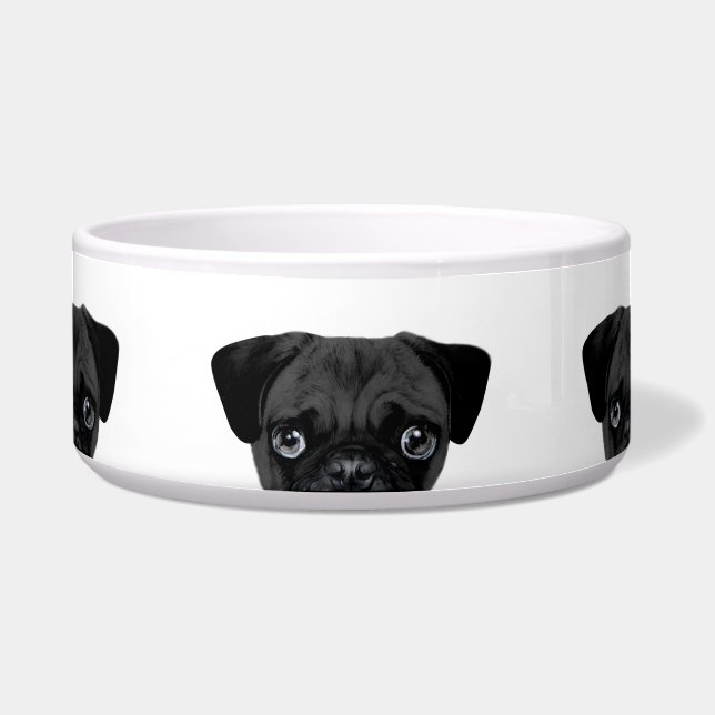 Comedero Pug Lactancia de perro negro (Frente)