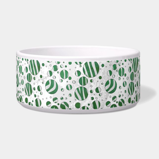 Comedero Punto de polka verde y blanco cebra (Derecha)