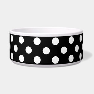 Comedero Puntos de Polka Blanco sobre fondo negro
