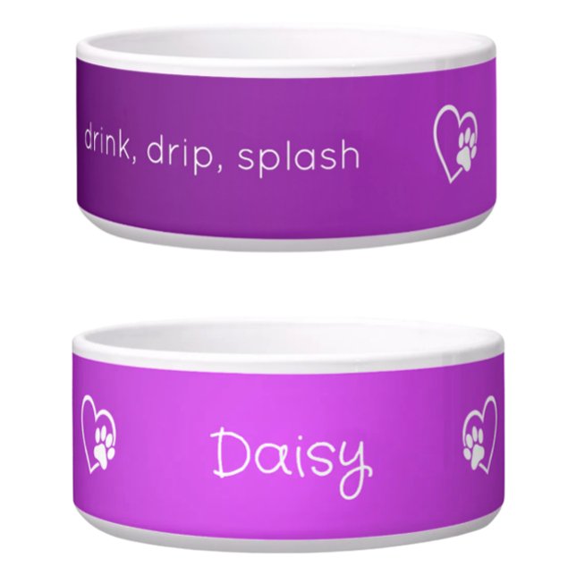Comedero Purple 'drink drip splash' Dog Name Bowl (Subido por el creador)