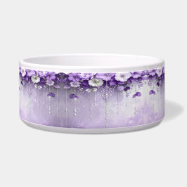Comedero Purple Flowers with Dangling Pearls Pet Bowl