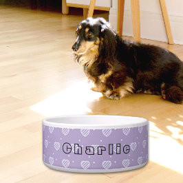 Comedero Purple Hearts Pattern Ceramic Pet Bowl