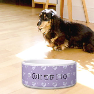 Comedero Purple Hearts Pattern Ceramic Pet Bowl