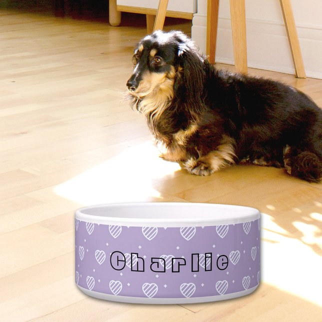 Comedero Purple Hearts Pattern Ceramic Pet Bowl (Subido por el creador)