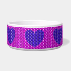 Comedero Purpurina del corazón morado rosado del tazón del 