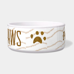 Comedero Purpurina dorado paws mascota salon añadir nombre 