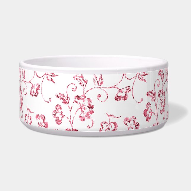Comedero Purpurina rosa romántico floral (Frente)