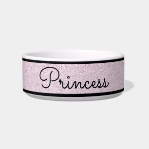 Comedero Purpurina rosado de moda Tazón de gato personaliza