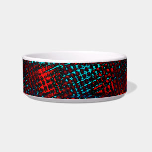 Comedero Quadriculados riscados em azul claro e vermelho.